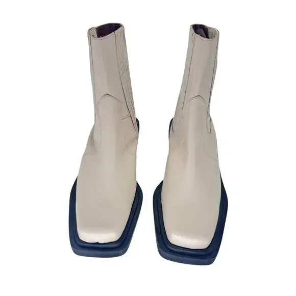 Alohas Boots Short Ranch Leather 7.5 Cream Cowboy - Picture 3 of 8